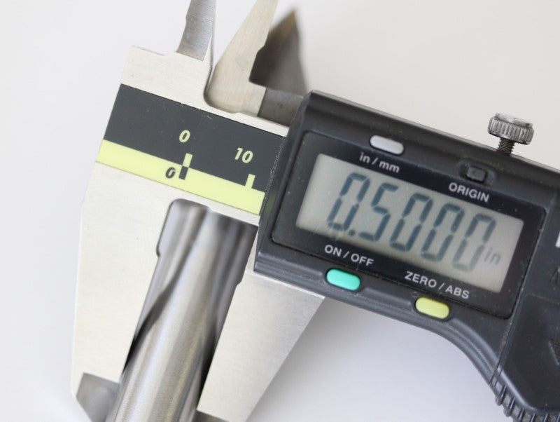 Onsrud V-Carving 1" Cut Diameter end mill shown with caliper. The measurement reads .5 inches.