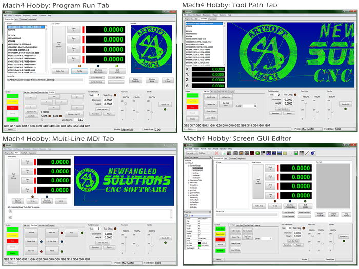 Mach4 Industrial CNC control software interface screenshots