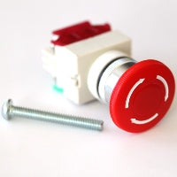 CNC emergency stop button with NC and NO contacts for machine safety wiring
