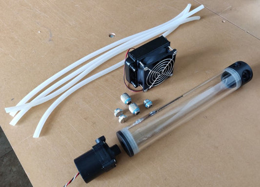 CNC spindle water cooling kit with pump reservoir radiator fan fittings and tubing