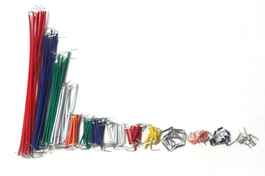 140-piece solid core jumper wire pack with 14 sizes for breadboard prototyping