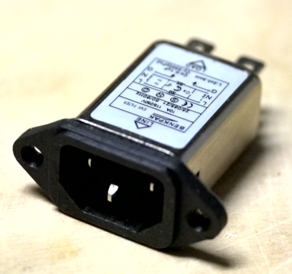 C14 male 3-pin AC power connector panel mount 10A 250V