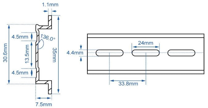DIN-Schienen (einzeln, 30,5 cm lang)