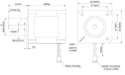 84 oz-in NEMA 17 Stepping motor dimensions