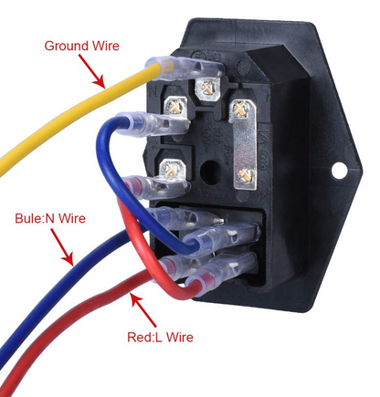 AC-Stromanschluss C14 Stecker 3-polig Schraubmontage 10A 250V IEC 320 mit Sicherung und Schalter