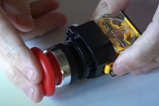 Modular CNC emergency stop button with NC and NO contacts for control box wiring