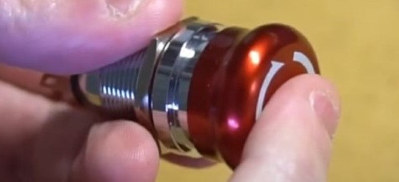 Small all-metal emergency stop button for CNC control panel wiring